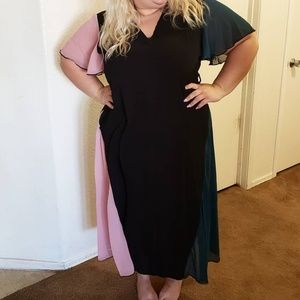 Dresses - Pink and green panel dress Dresses - Pink and green panel dress
